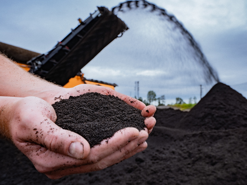 Processed organic material from an organics recycling operation