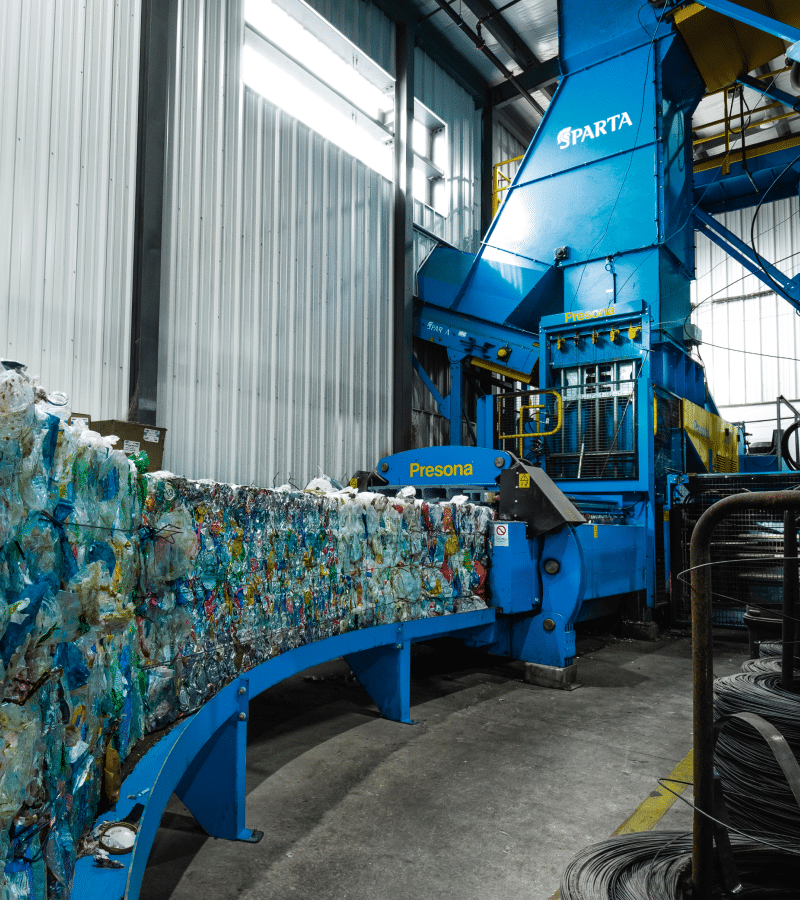 Sparta recycling system with Presona baler processing recovered materials