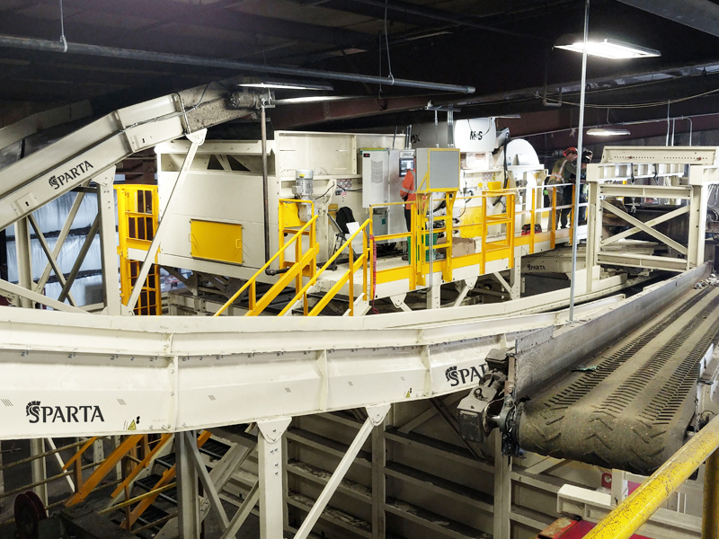 Sparta single-stream recycling facility with conveyors and material sorting equipment